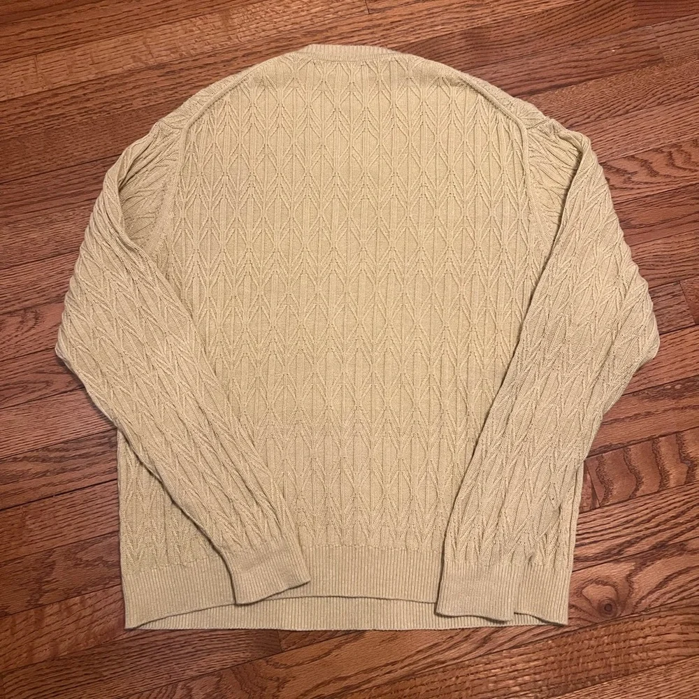 Talbots Men's Vintage Beige Cable Knit V-Neck Pullover Sweater XL